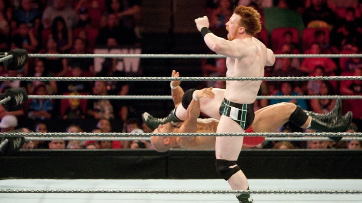 Sheamus hitting a Brogue Kick in his WWE ECW debut