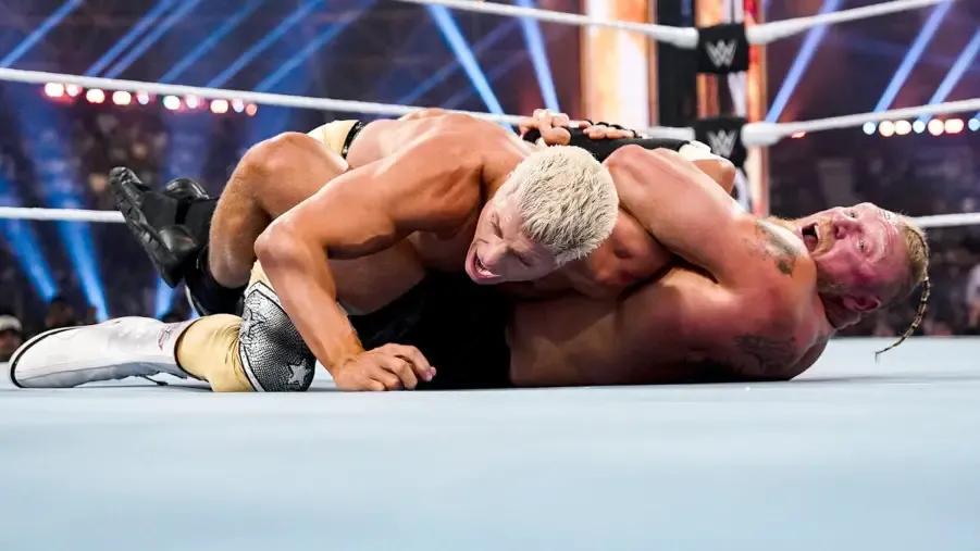 Brock Lesnar May 2023 screaming kimura on Cody Rhodes.jpg