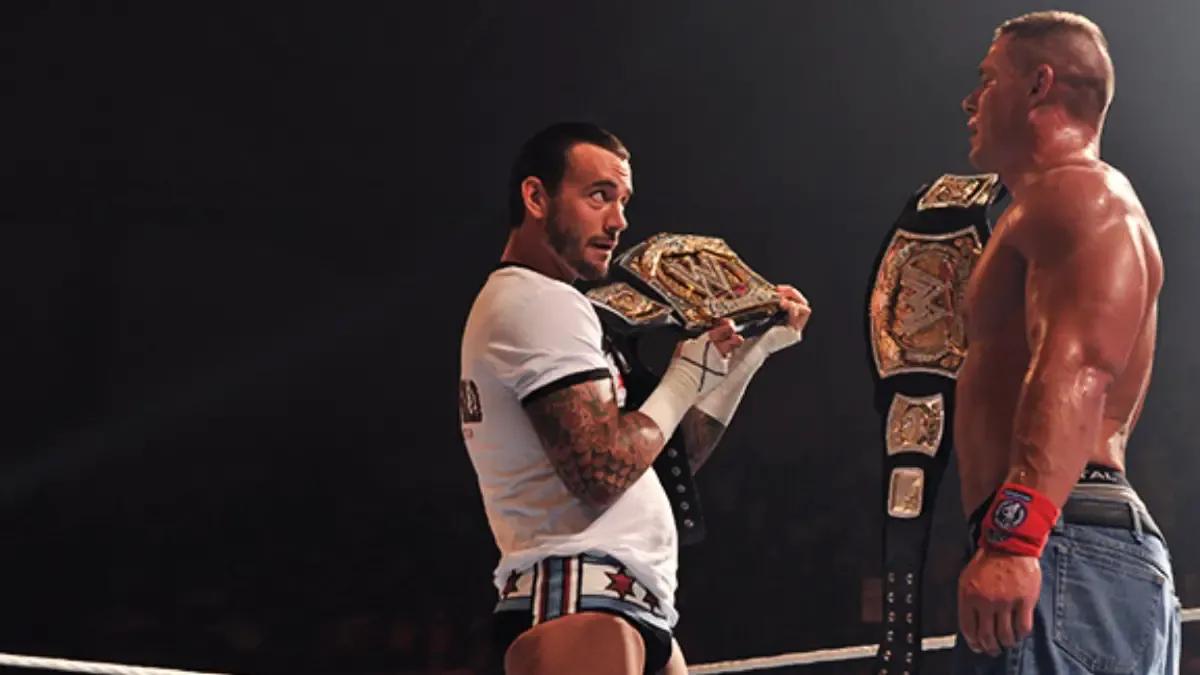 Cm punk john cena title belts