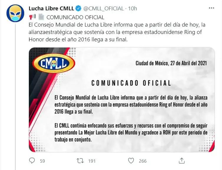 Cmll roh tweet