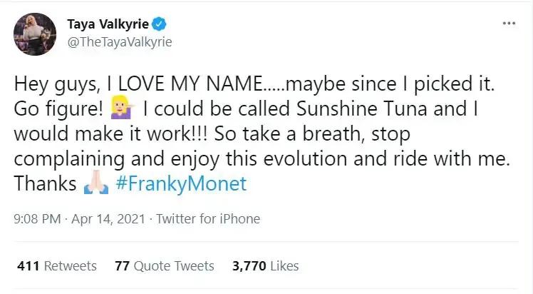 Franky monet tweet