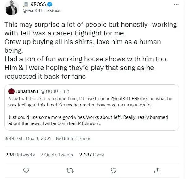 Killer kross jeff hardy tweet