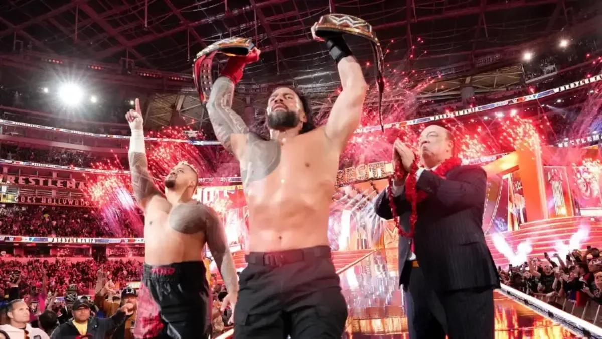 Roman Reigns WrestleMania 39 celebration.jpg