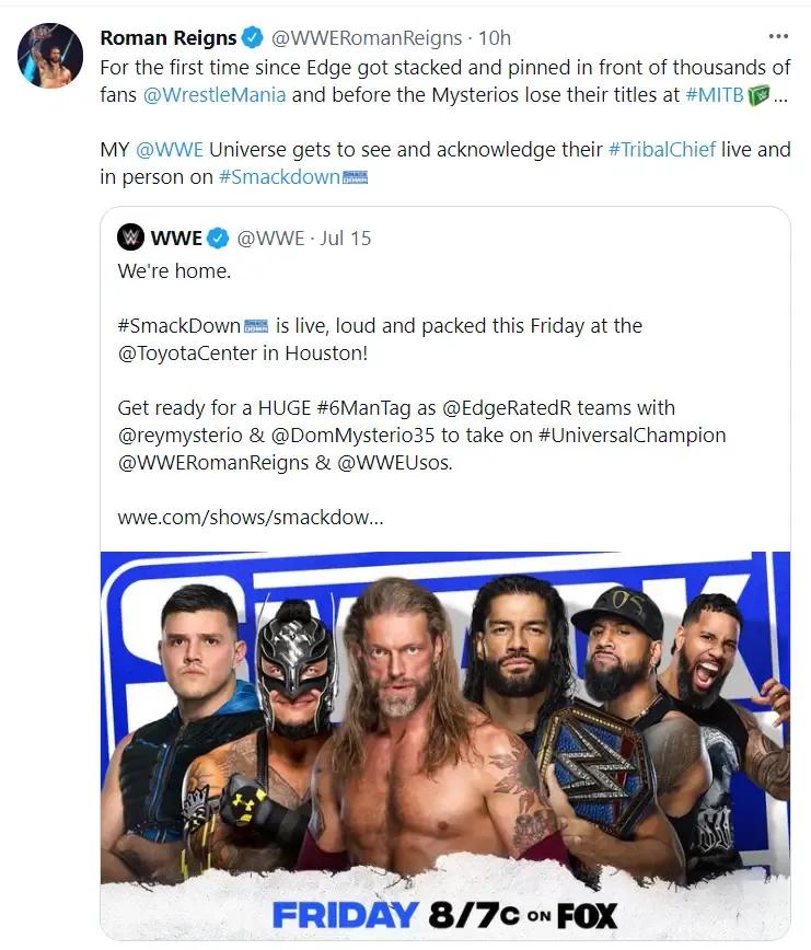 Roman reigns july 2021 tweet