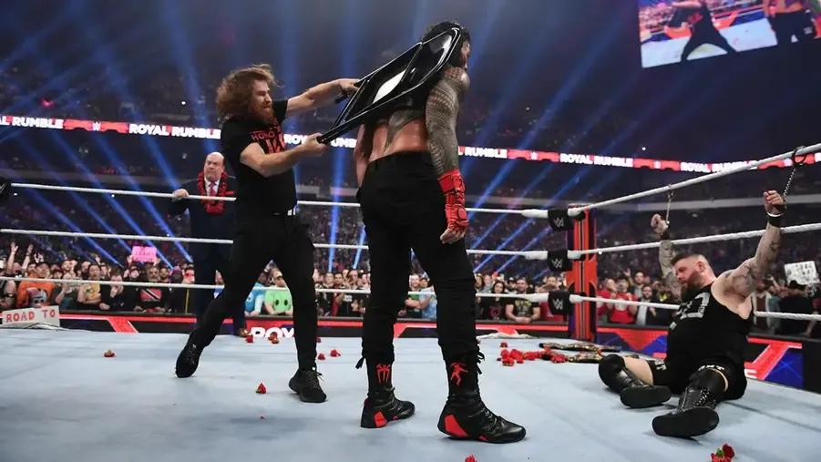 Sami Zayn turns on Roman Reigns Royal Rumble 2023.jpg