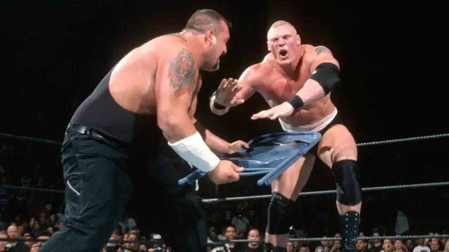 The Big Show attacks Brock Lesnar at WWE Survivor Series 2002