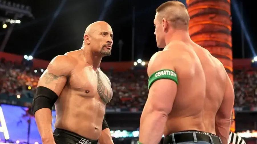 The rock and john cena ahead of their wwe wrestlemania 28 match